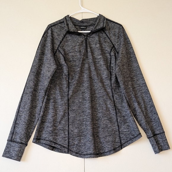 Torrid Women's Black‎ Space Dye Gray Quarter Zip Performance Pullover - Picture 1 of 7